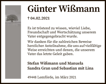 Todesanzeige von Günter Wißmann von SYK