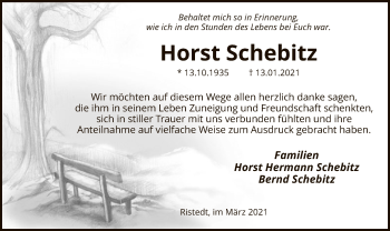 Todesanzeige von Horst Schebitz von SYK