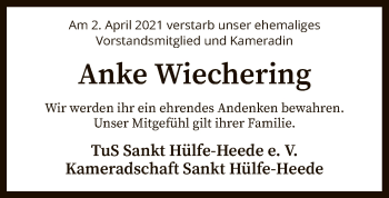 Todesanzeige von Anke Wiechering von SYK