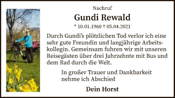 Todesanzeige von Gundi Rewald von SYK