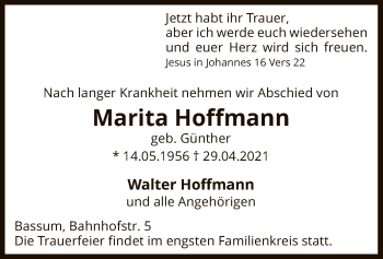 Todesanzeige von Marita Hoffmann von SYK