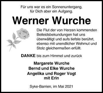 Todesanzeige von Werner Wurche von SYK