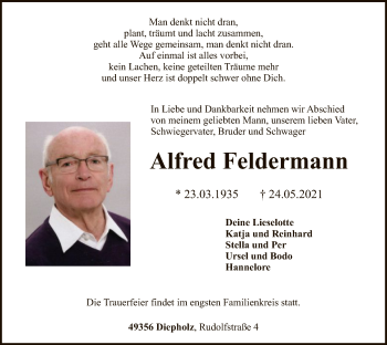 Todesanzeige von Alfred Feldermann von SYK