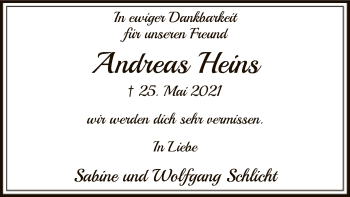 Todesanzeige von Andreas Heins von SYK