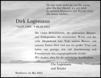 Todesanzeige von Dirk Logemann von SYK