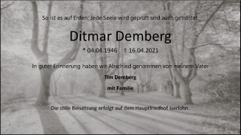 Todesanzeige von Ditmar Demberg von SYK
