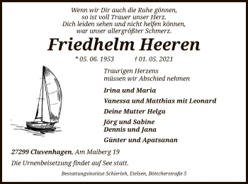 Todesanzeige von Friedhelm Heeren von SYK