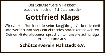 Todesanzeige von Gottfried Klaps von SYK