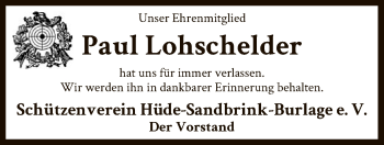 Todesanzeige von Paul Lohschelder von SYK