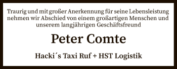 Todesanzeige von Peter Comte von SYK