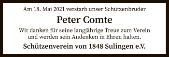 Todesanzeige von Peter Comte von SYK