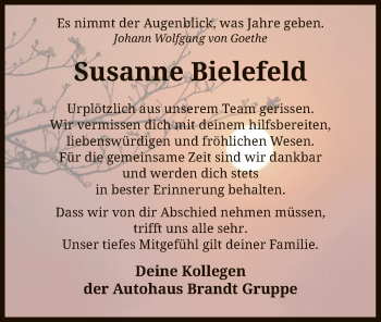 Todesanzeige von Susanne Bielefeld von SYK