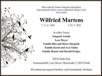 Todesanzeige von Wilfried Martens von SYK