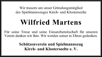 Todesanzeige von Wilfried Martens von SYK