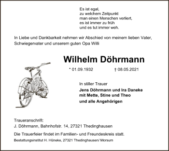 Todesanzeige von Wilhelm Döhrmann von SYK