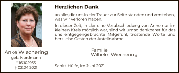 Todesanzeige von Anke Wiechering von SYK