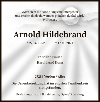 Todesanzeige von Arnold Hildebrand von SYK