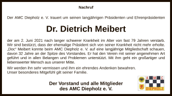 Todesanzeige von Dietrich Meibert von SYK