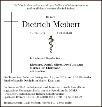 Todesanzeige von Dietrich Meibert von SYK