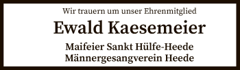 Todesanzeige von Ewald Kaesemeier von SYK