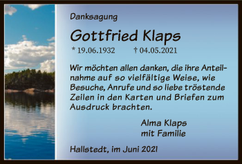 Todesanzeige von Gottfried Klaps von SYK