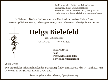 Todesanzeige von Helga Bielefeld von SYK