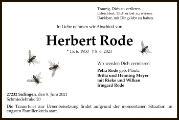 Todesanzeige von Herbert Rode von SYK