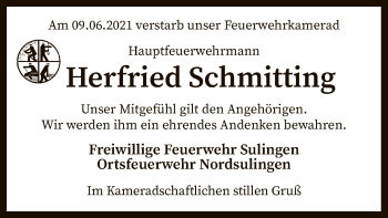Todesanzeige von Herfried Schmitting von SYK