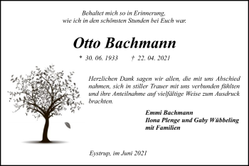 Todesanzeige von Otto Bachmann von SYK