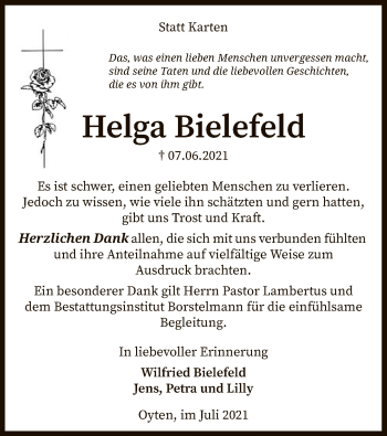 Todesanzeige von Bielefeld Helga von SYK