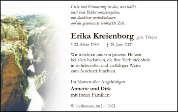 Todesanzeige von Erika Kreienborg von SYK