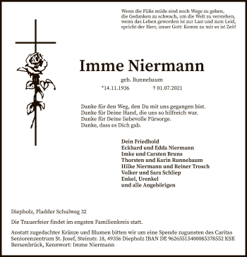 Todesanzeige von Imme Niermann von SYK