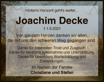 Todesanzeige von Joachim Decke von SYK