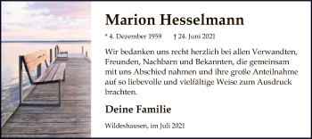 Todesanzeige von Marion Hesselmann von SYK