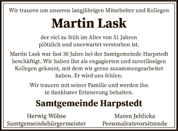 Todesanzeige von Martin Lask von SYK