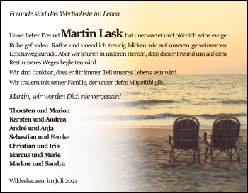 Todesanzeige von Martin Lask von SYK