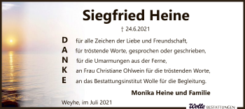 Todesanzeige von Siegfried Heine von SYK