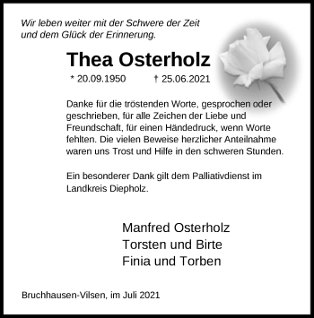 Todesanzeige von Thea Osterholz von SYK