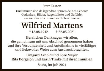 Todesanzeige von Wilfried Martens von SYK