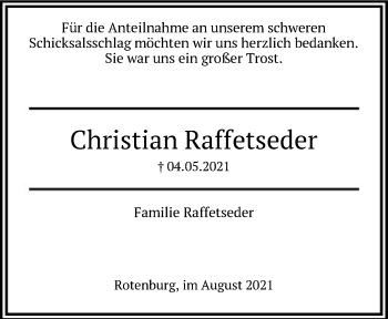 Todesanzeige von Christian Raffetseder von SYK