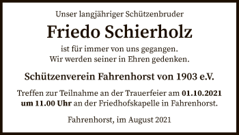 Todesanzeige von Friedo Schierholz von SYK