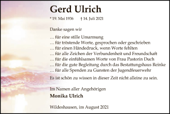 Todesanzeige von Gerd Ulrich von SYK