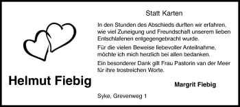 Todesanzeige von Helmut Fiebig von SYK