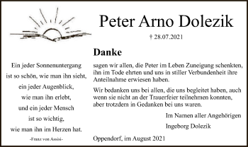 Todesanzeige von Peter Arno Dolezik von SYK