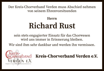 Todesanzeige von Richard Rust von SYK