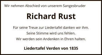 Todesanzeige von Richard Rust von SYK