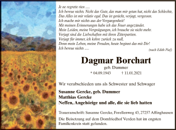 Todesanzeige von Dagmar Borchart von SYK