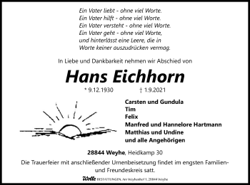 Todesanzeige von Hans Eichhorn von SYK