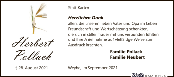 Todesanzeige von Herbert Pollack von SYK