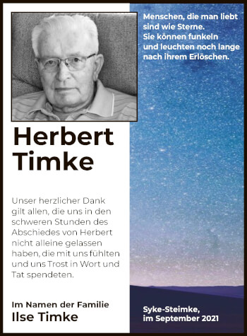 Todesanzeige von Herbert Timke von SYK